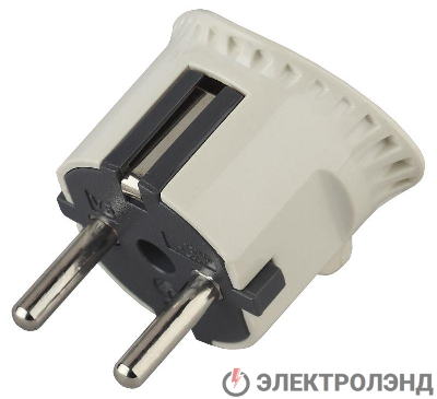 Вилка плоская V5 16А с заземл. прямой ввод (10/200/7000) бел. ЭРА Б0019192