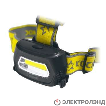Фонарь светодиодный аккум. налобный Li-Po 3Вт COB зарядка от 220В КОСМОС KOC-LiPoH3WCOB