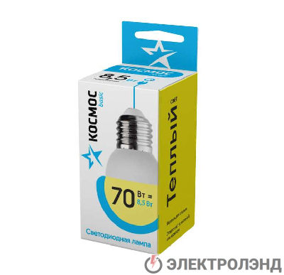 Лампа светодиодная GL45 8.5Вт 220В E27 3000К Космос LkecLED8.5wGL45E2730