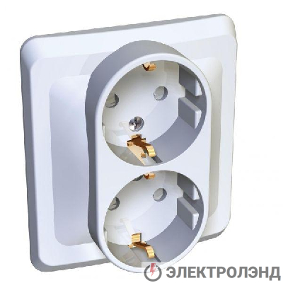 Розетка 2-м СП Этюд 16А защ. шторки с заземл. бел. SchE PC16-008B